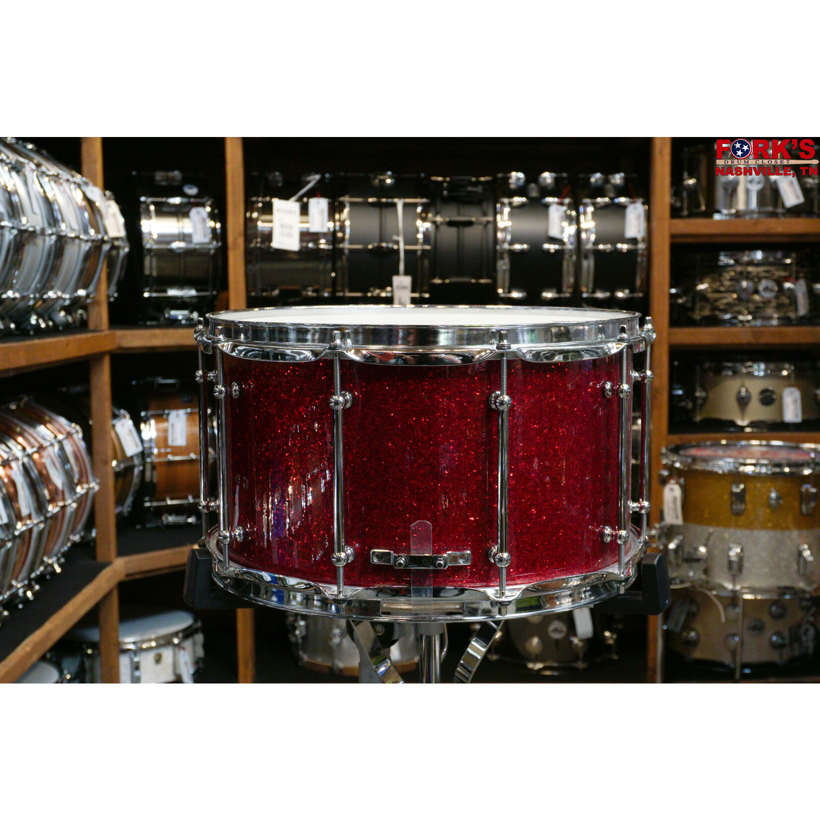 JJrums JJrums 8x14 8 ply Maple Snare Drum - "Red Sparkle"