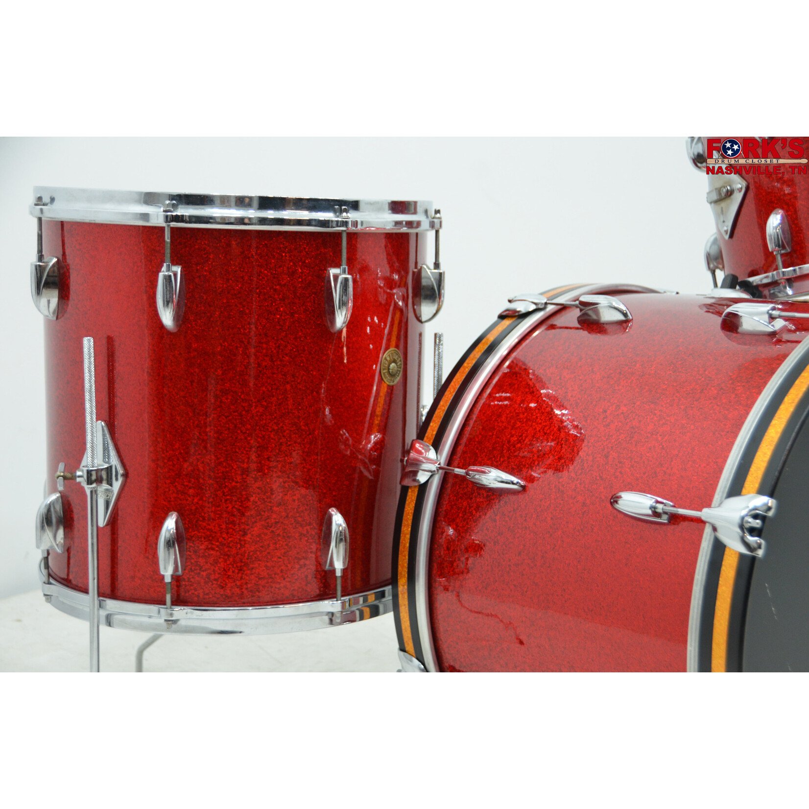 Gretsch Used 1950's/1960's Recovered Gretsch 3pc Drum Kit - "Red Sparkle"