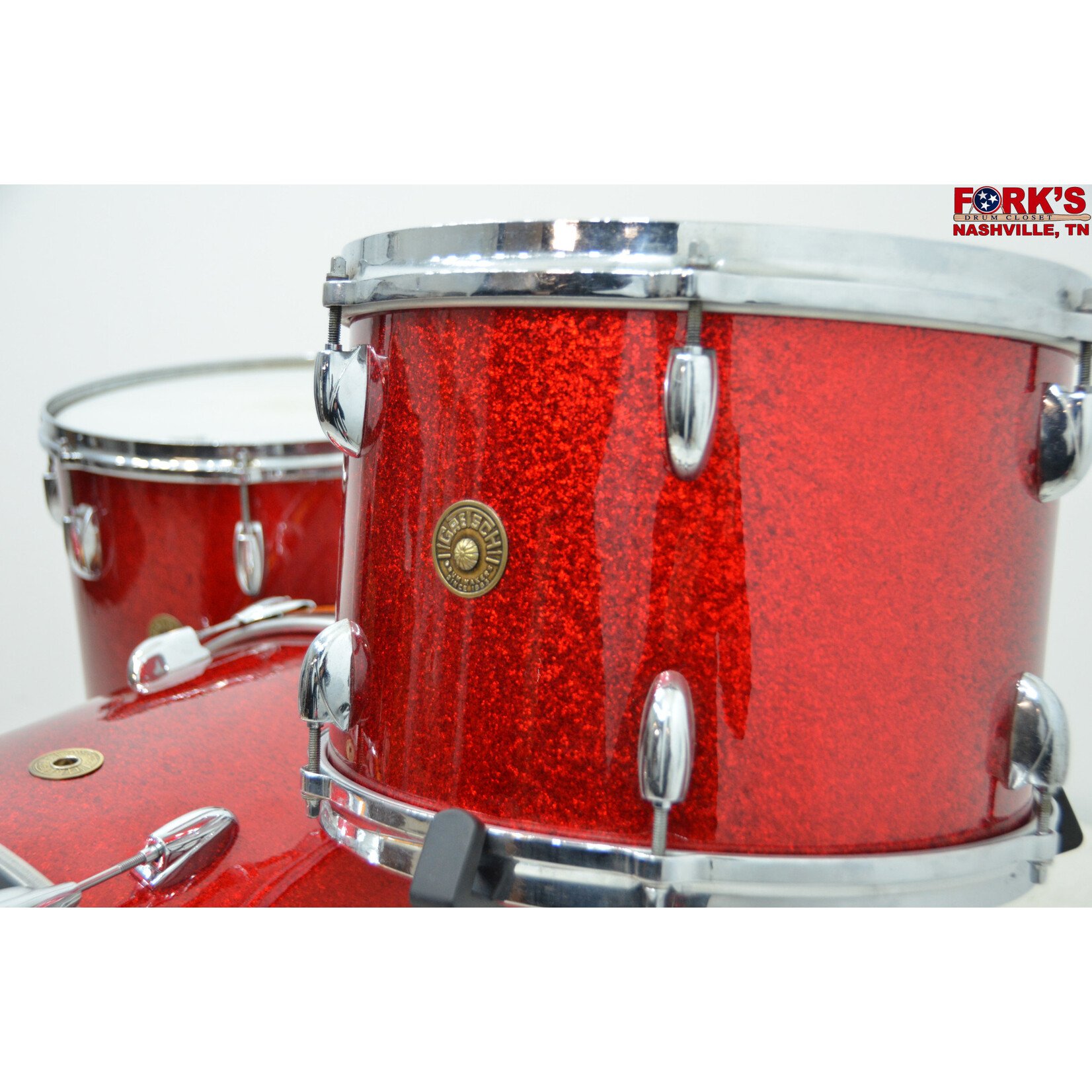 Gretsch Used 1950's/1960's Recovered Gretsch 3pc Drum Kit - "Red Sparkle"