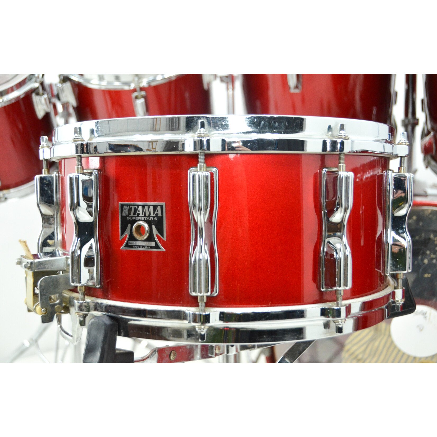 Tama USED 1980's Tama Superstar 7pc Drum Kit w/ Hardware and cases - "Candy Apple Red" lacquer