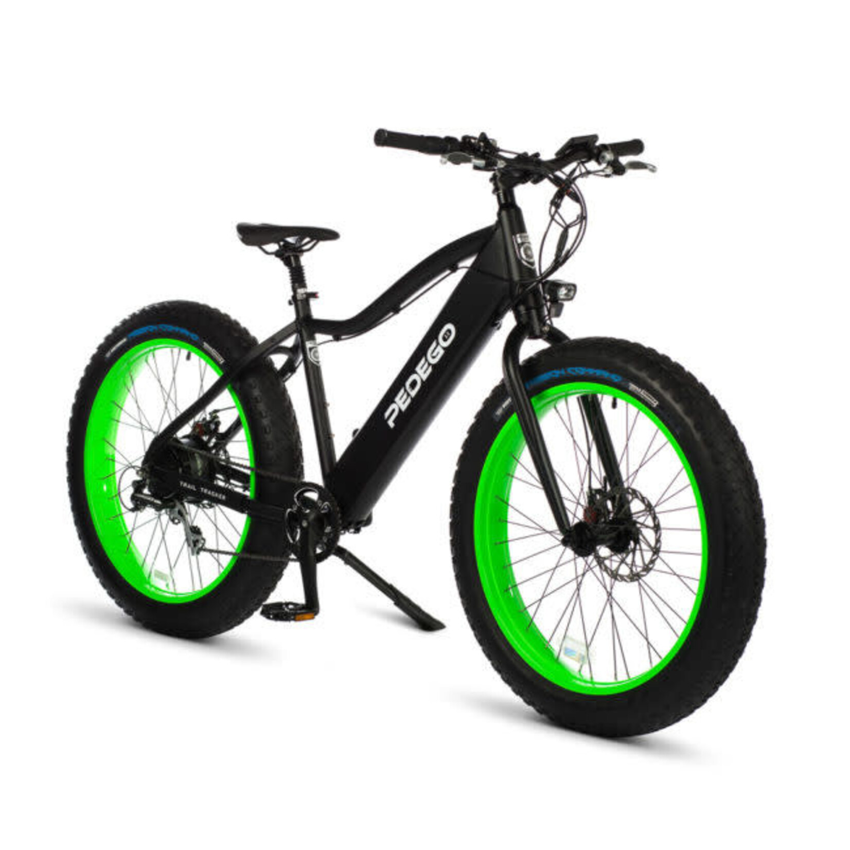 Pedego Electric Bikes 26" Trail Tracker Step Thru Fat Tire Ebike - Matte Black w/ Lime Green Rims (BIKE ONLY)