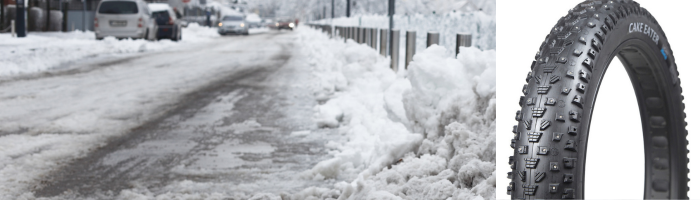 A city street with hard ice pack