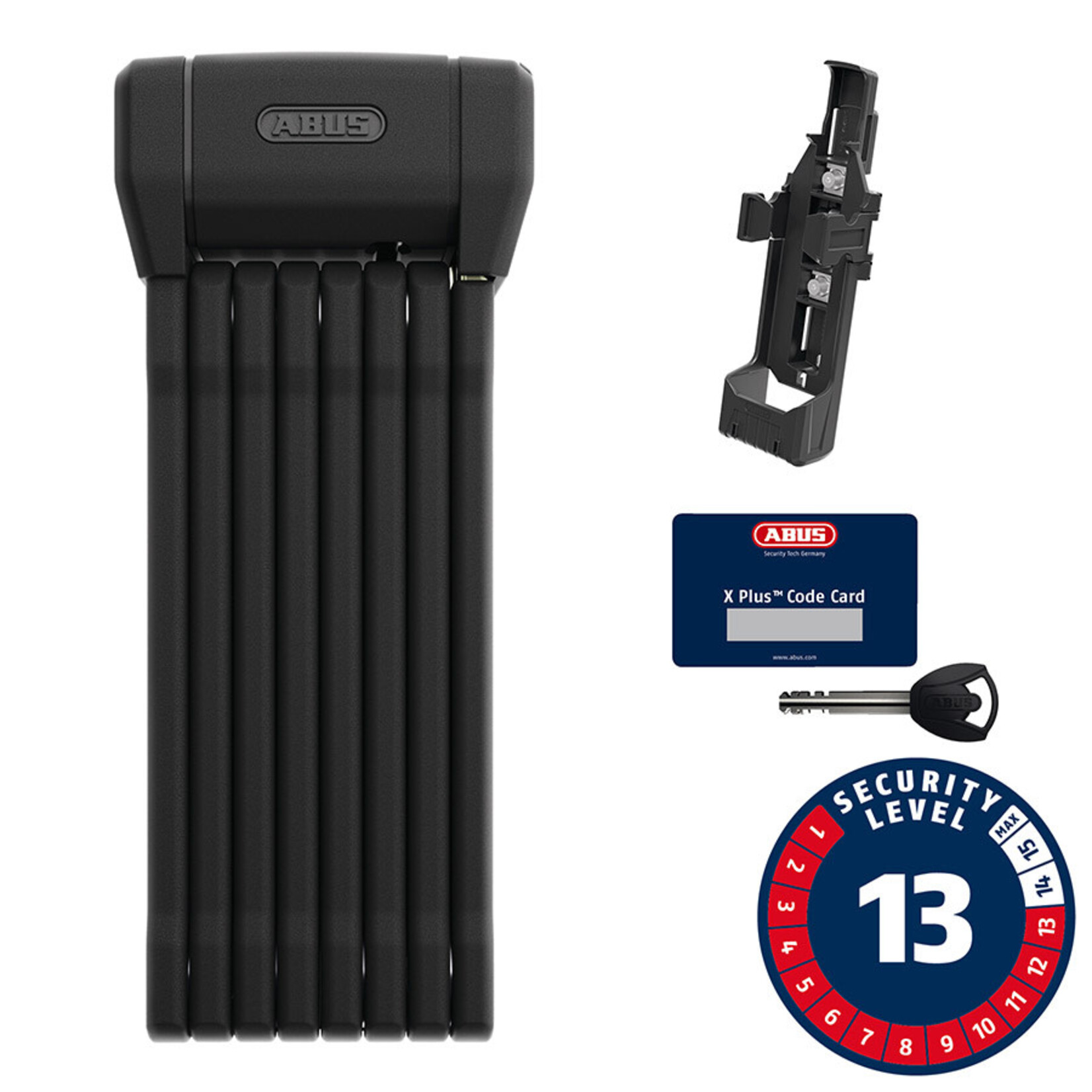 Abus Abus, Bordo 6200K XPLus, Folding Lock, Key, 5mm, 120cm, 3.94', SH, Black