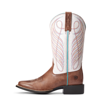 Ariat 10034141 Roud up Wide SQ Toe BRN/White