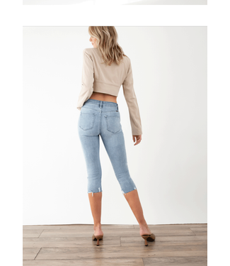 KanCan High Rise Frayed Hem Capri