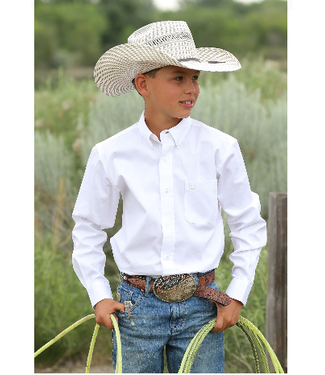 Cinch MTW7060031 CINCH BOY'S WHITE SOLID TWILL BUTTON DOWN