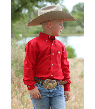 Cinch RED SOLID TWILL BUTTON DOWN