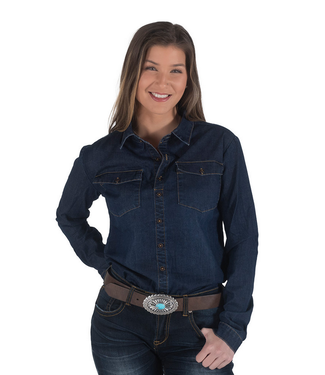 Cowgirl Tuff 100406-Pullover Button-Up (dark denim)