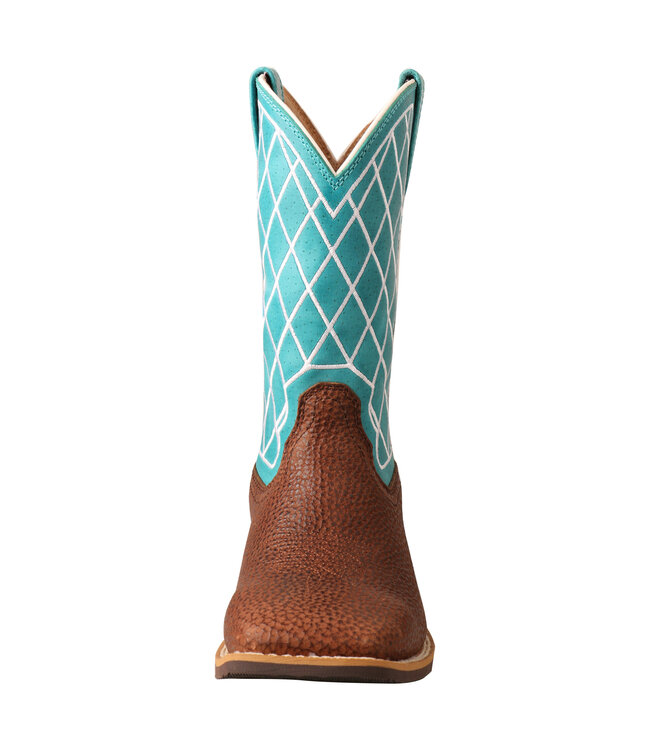 TOP HAND DISTRESSED SADDLE & TEAL WESTERN BOOTS