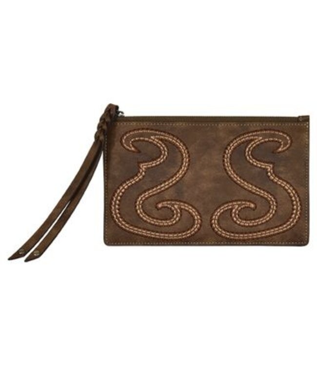 2103735W TONY LAMA WALLET WEATHERED BROWN BOOTSTITCH