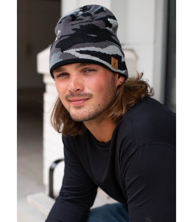 H-252 MENS GREY CAMO BEANIE