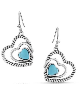 Montana SilverSmiths CLEAR PONDS TURQUOISE HEART EARRINGS