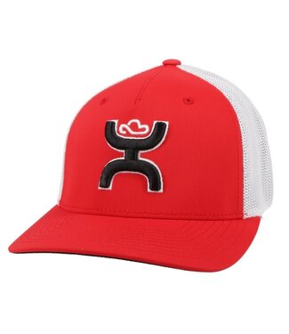 Hooey 2112 "COACH" RED/WHT 5P FLEXFIT W/BLK/WHT LOGO