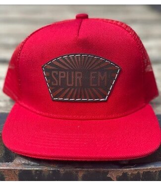 THE WHOLE HERD "SPUR EM" LEATHER PATCH TRUCKER - YOUTH