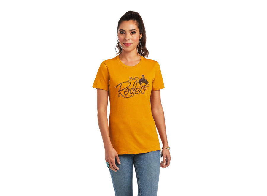 10040961 WMNS ARIAT LET'S RODEO TEE MUSTARD