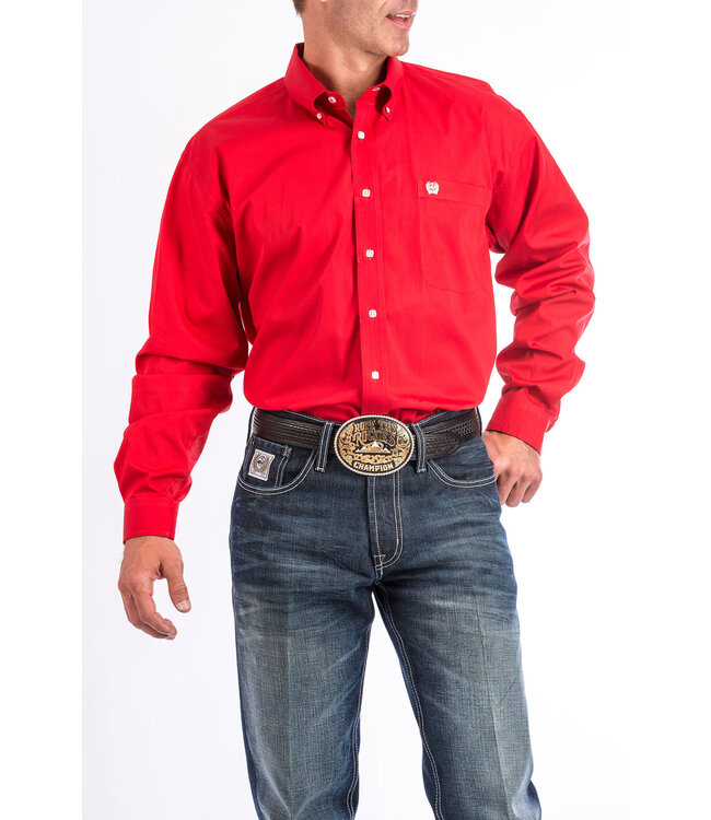 MTW1103313 CINCH MEN'S SOLID RED BUTTON-DOWN