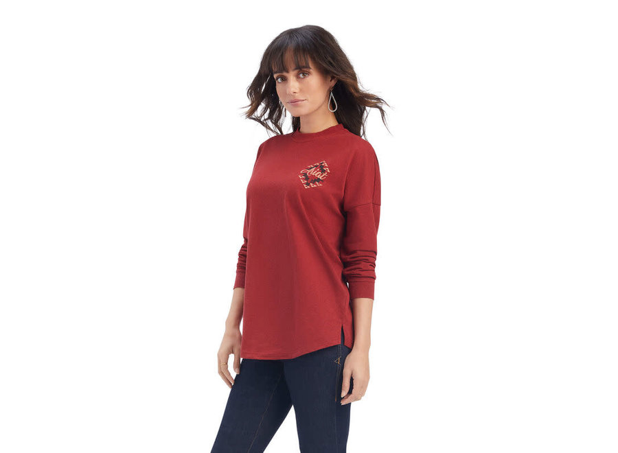 10041335 ARIAT R.E.A.L. SOUTHWEST OVERSIZED SHIRT ROUGE RED
