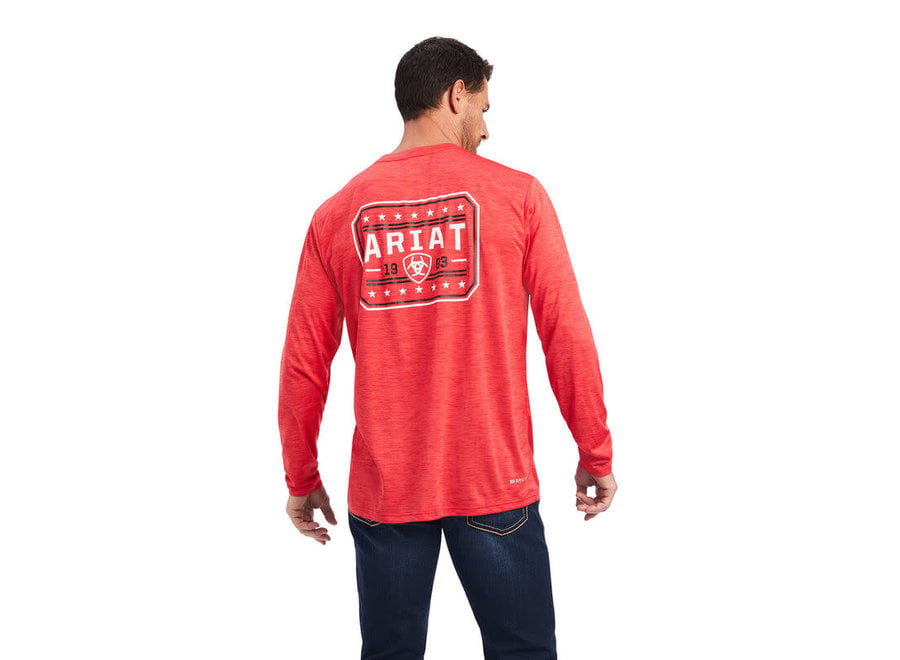 10040996 ARIAT CHARGER 93 LIBERTY LS TSHIRT TANGO RED