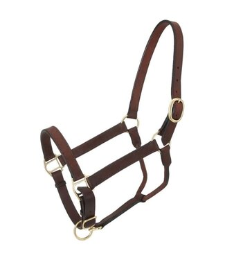 Tough 1 44-2021 LEATHER STABLE HORSE HALTER BROWN