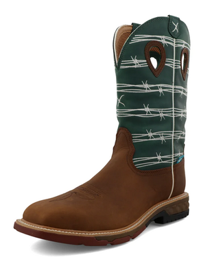 Twisted X 12" WESTERN WORK BOOT GREEN-BLUE SLATE