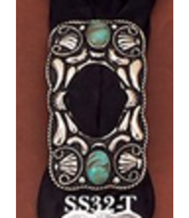 SS32-T SCARF SLIDE LARGE RECTANGLE W/TURQUOISE