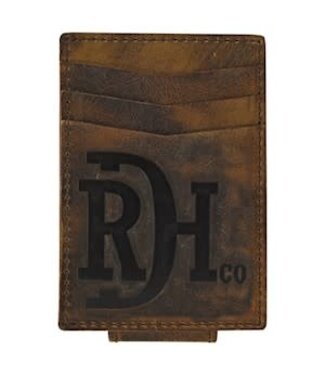 RED DIRT HAT CO 22228875M3 RED DIRT HAT CO MENS CARD CASE W/MAGNETIC CLIP DISTRESSED LEATHER
