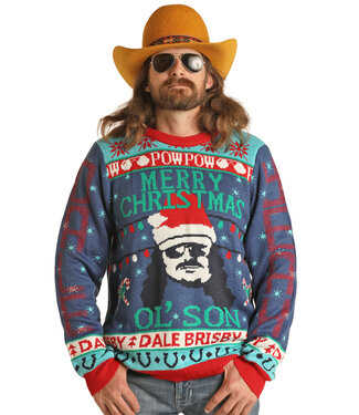 Rock & Roll RRUT32R0LC ROCK & ROLL DALE UGLY CHRISTMAS SWEATER BLUE