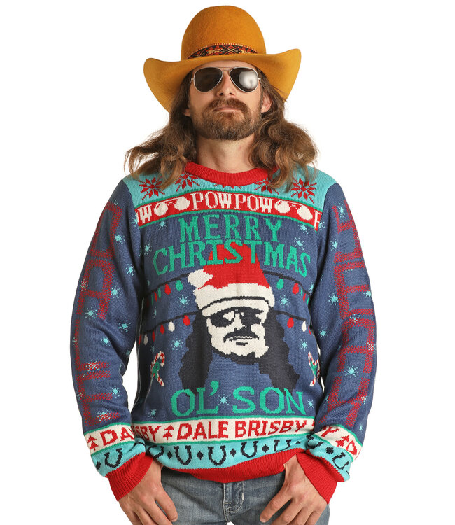 RRUT32R0LC ROCK & ROLL DALE UGLY CHRISTMAS SWEATER BLUE
