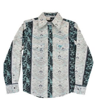 Cowgirl Hardware 425528-352 COWGIRL HARDWARE GIRLS VINE FLORAL L/S PRINT MINT GREEN