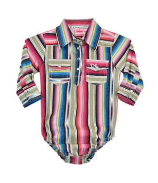 Cowgirl Hardware 825491R-750 COWGIRL HARDWARE INFANT BLENDED L/S ROMPER SERAPE