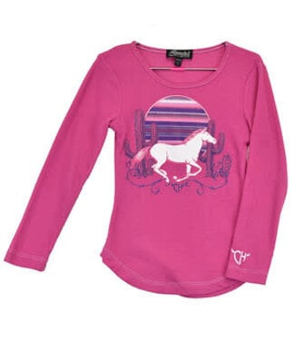 Cowgirl Hardware 812082-150 COWGIRL HARDWARE TODDLER SERAPE MOON L/S THERMAL TEE PINK
