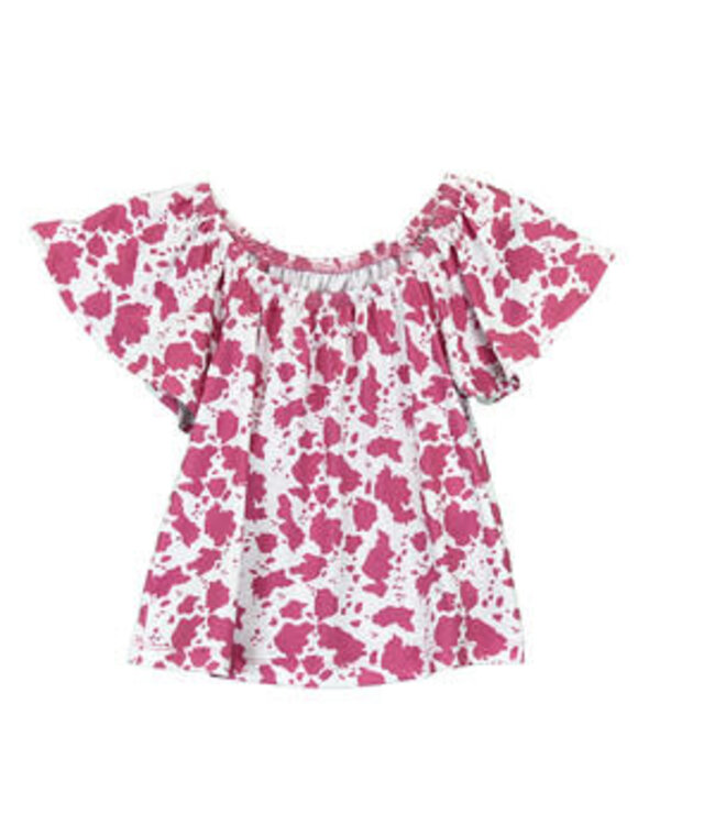 835751-150 COWGIRL HARDWARE TODDLER ALL OVER COW PRINT S/S TEE PINK