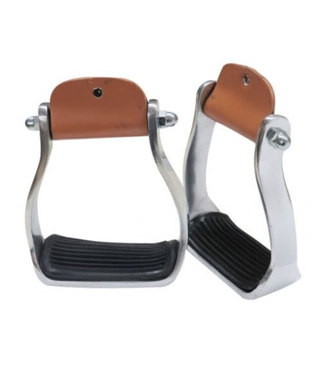 20171 SHOWMAN POLISHED ALUMINUM STIRRUPS WITH RUBBER TREAD