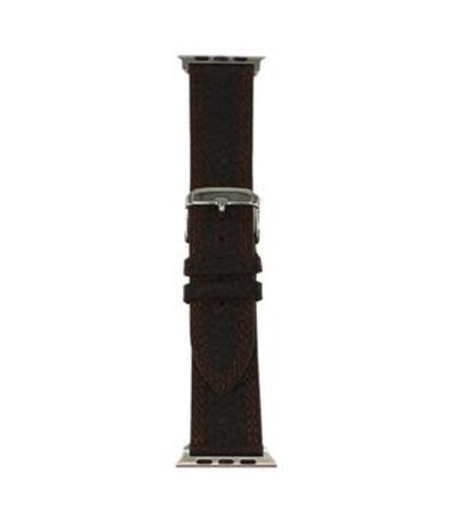 DOUBLE STITCHED DARK BROWN APPLE WATCH BAND