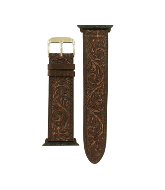 Nocona IWATCH BAND CROSS TOOLED BROWN