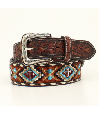 Nocona MULTI COLOR FLORAL BEAD TOOLED BELT