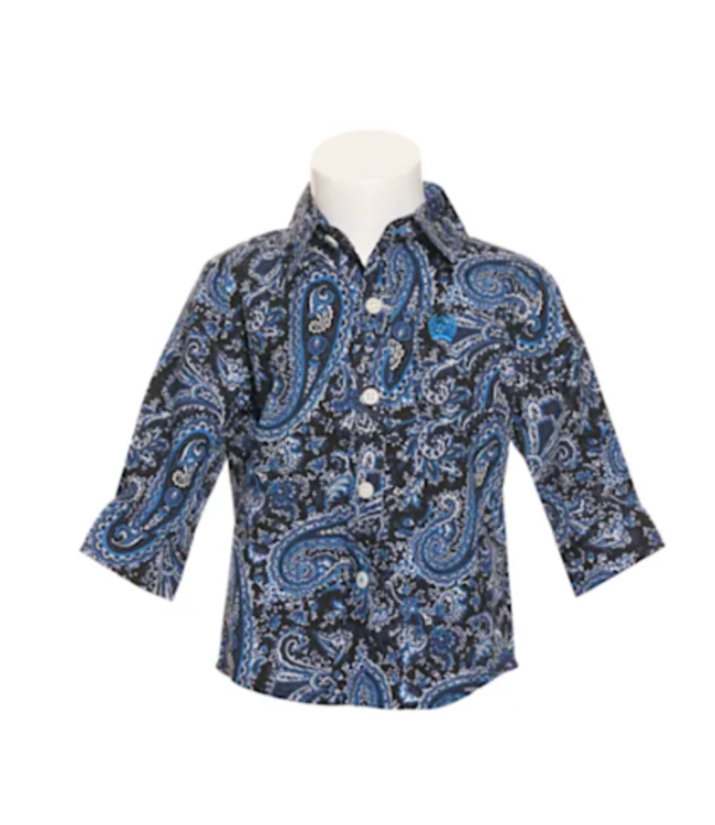 MTW7062305 CINCH INFANT BOYS BLUE PAISLEY BUTTON DOWN