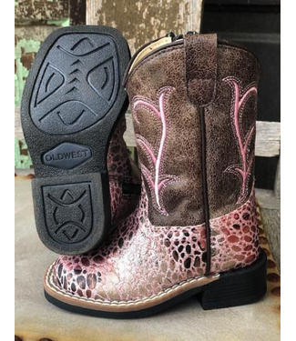 Old West PINK SHIMMER CROCODILE PRINT BOOTS