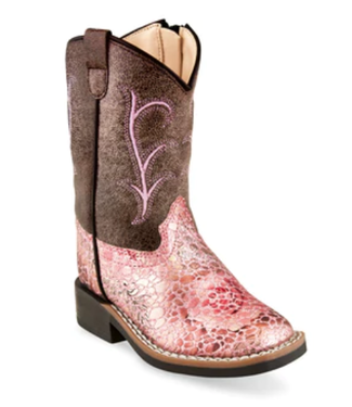 Old West PINK SHIMMER CROCODILE PRINT BOOTS