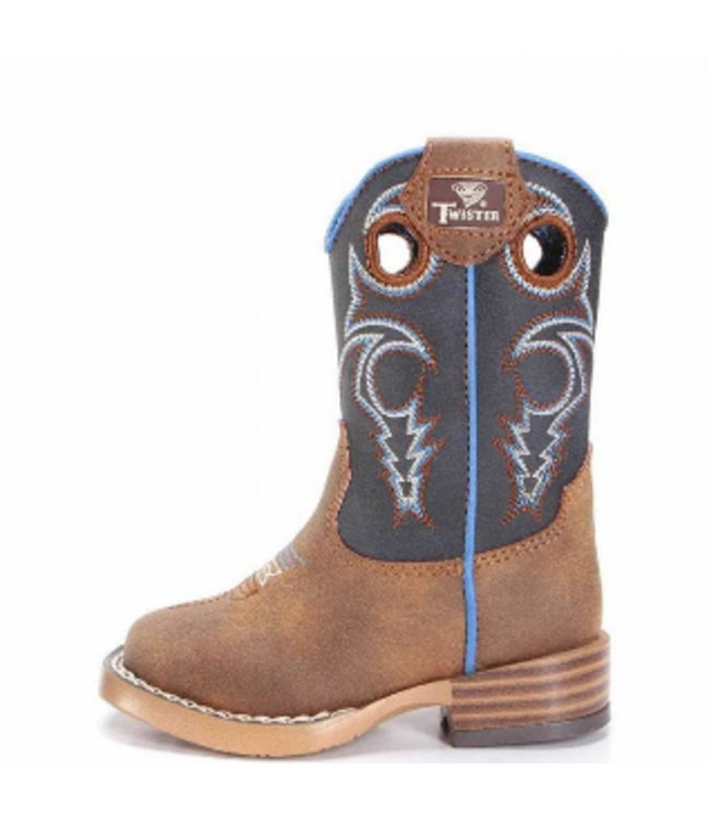 443001202 TWISTER TODDLER BOYS BEN BROWN/NAVY SQUARE TOE BOOT