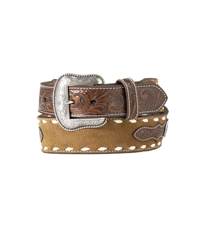 TAN SUEDE EMBROIDERED BELT
