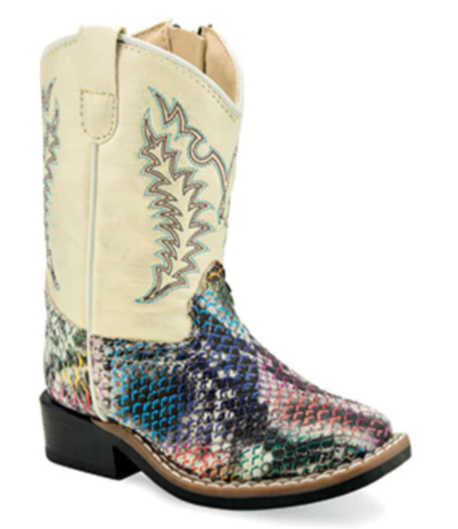 VB1077 OLD WEST TODDLER GIRLS  GLITTERY SNAKE PRINT BOOTS
