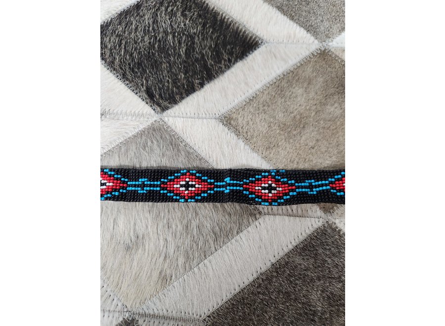 027201 TWISTER BEADED STRETCH BLACK/RED/TURQUOISE HATBAND