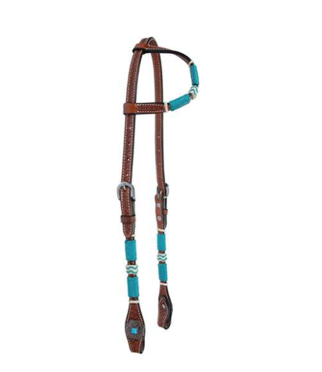1025-15-S4 CIRCLE Y ONE EAR TURQUOISE ROUNDUP HEADSTALL