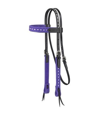 Tough 1 42-1005P KING SERIES PONY BUCKSTITCH SUEDE BROW BAND HEADSTALL