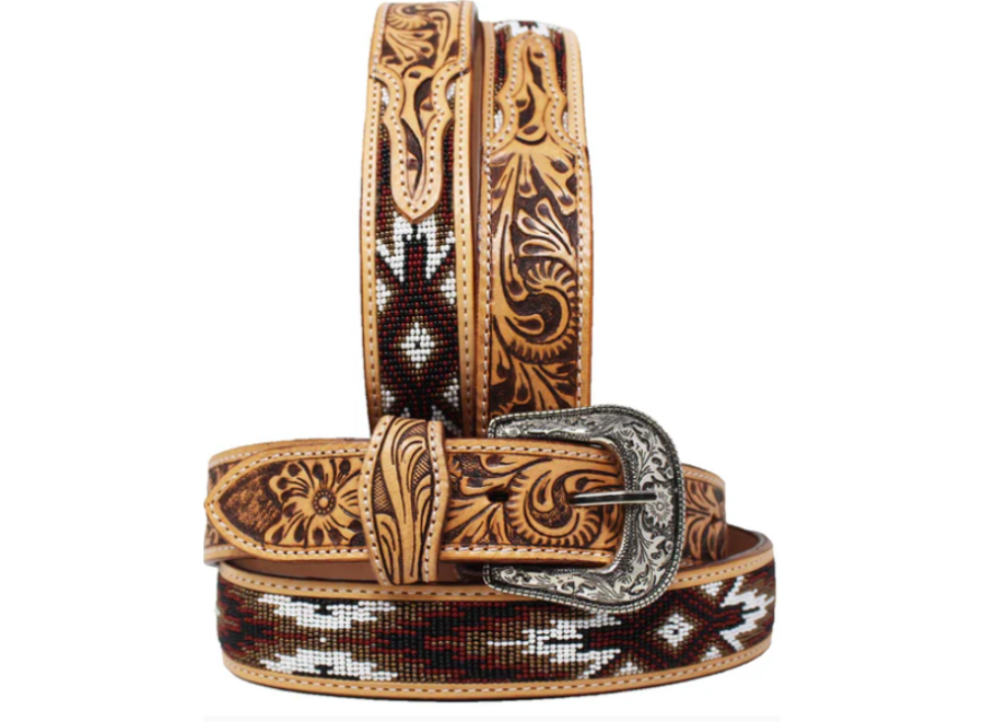 Men's Western Rodeo Fashion Tooled Floral Genuine Leather Belt 2648RS —  Challenger