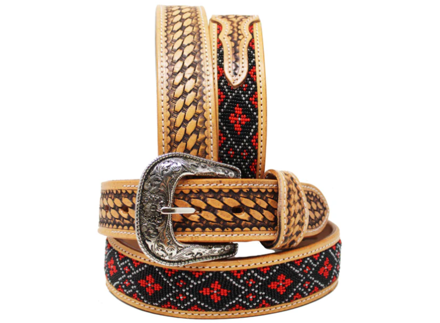 Men's Western Rodeo Fashion Tooled Floral Genuine Leather Belt 2648RS —  Challenger