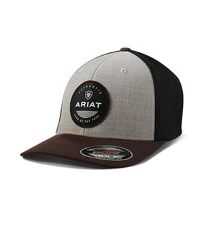 A300079002 ARIAT MESH BACK ROUND LOGO PATCH BROWN CAP