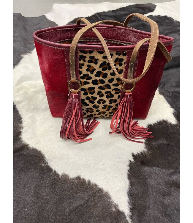 712 GENUINE RED COWHIDE FUR AND ITALIAN LEATHER PURSE