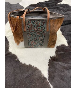 RODRIGO BY CATALINA 712 COWHIDE AND ITALIAN LEATHER PRINT OVER THE SHOULDER PURSE